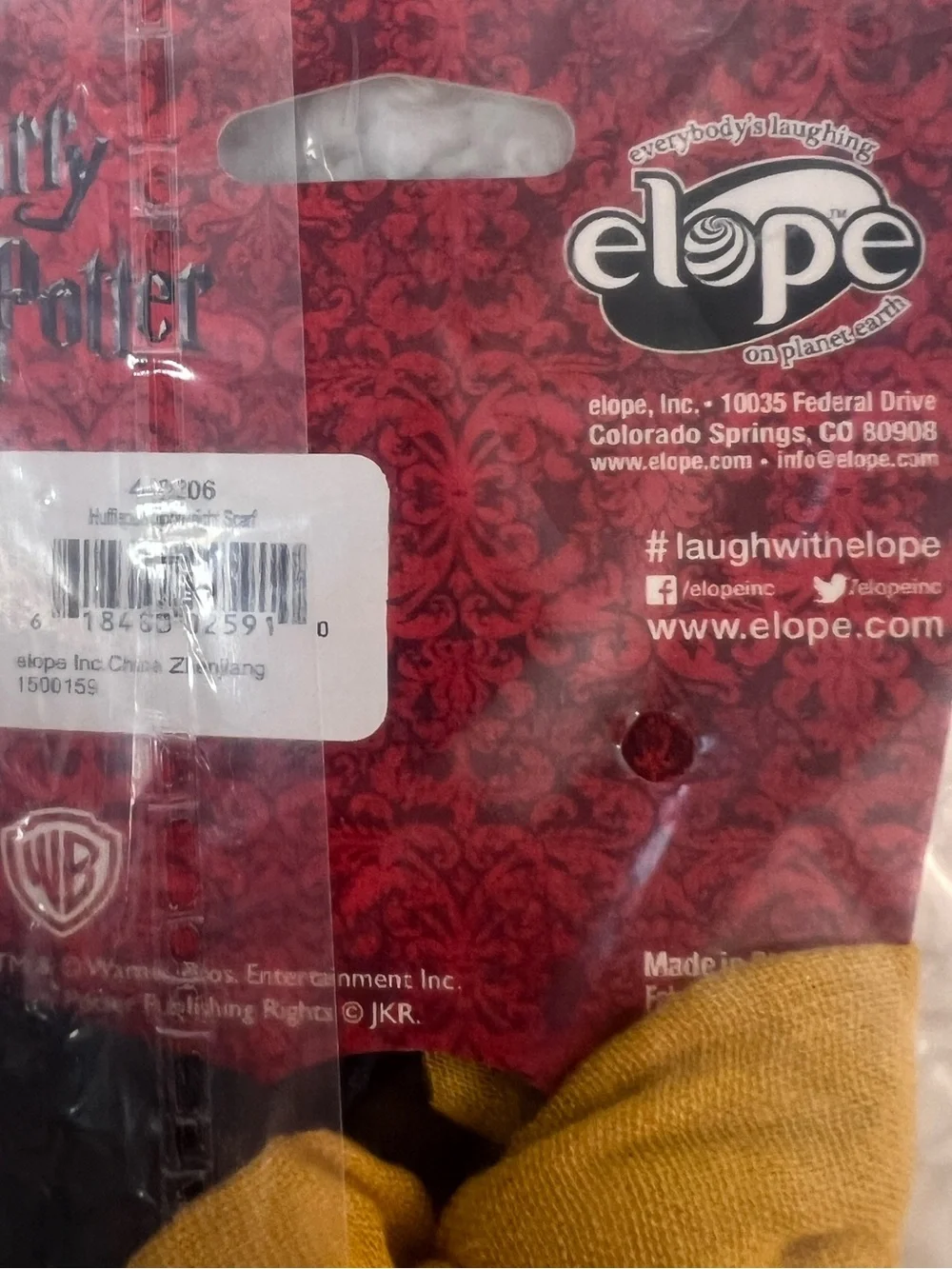 Elope Warner Bros. Harry Potter Hufflepuff Lightweight Costume Scarf